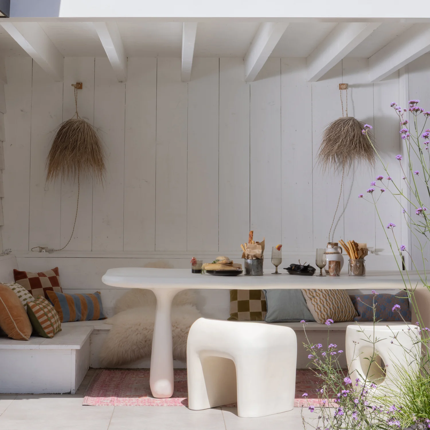 Loggia eettafel vezelversterkte polymeer naturel 240x100 cm - Afbeelding 5