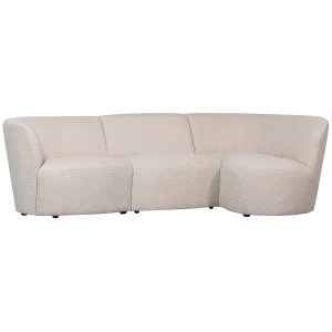 Coco 3-zits bank ronding rechts bouclé crème