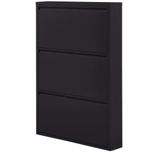 Sabine 3-vaks schoenenkast metaal zwart