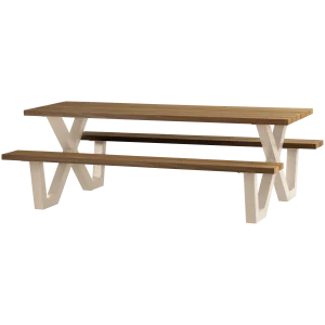 Tablo Outdoor picknicktafel ayous zand X-poot metaal