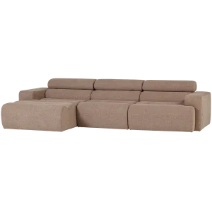 Novi chaise longue bank links bouclé taupe