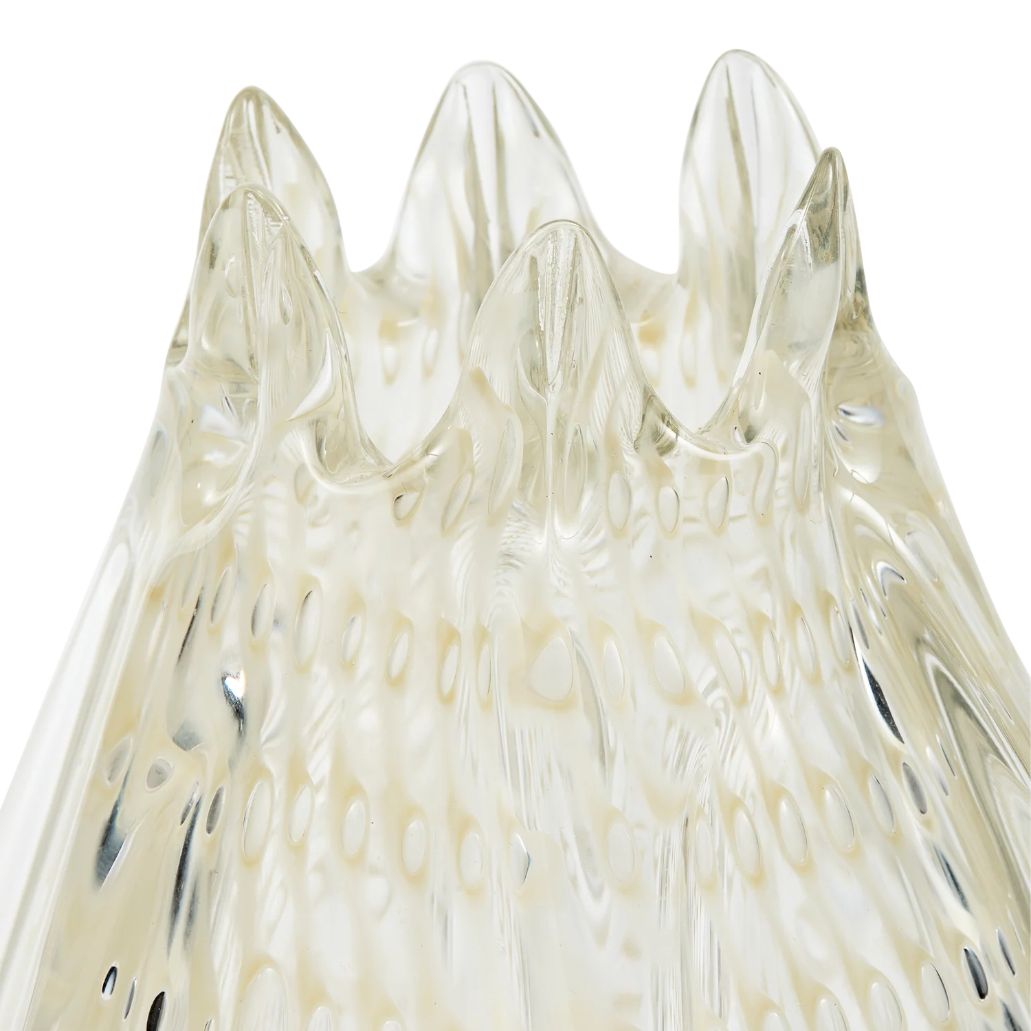 Crown handgevormde vaas glas 24x18 cm off white - Afbeelding 5