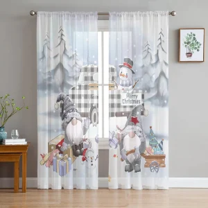 Kerst vitrage gordijn met winterprint