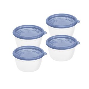 Rotho RONDO Koelkast Bewaardozen 4×0.15L Horizon Blauw/Transparant